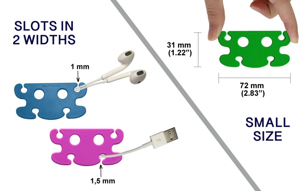immagini con dimensioni e fessure dell'avvolgicavo Cabletto
