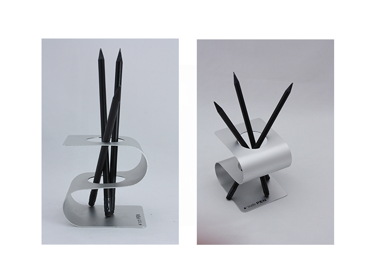 Portamatite in metallo con forma curva disegnata dal cliente